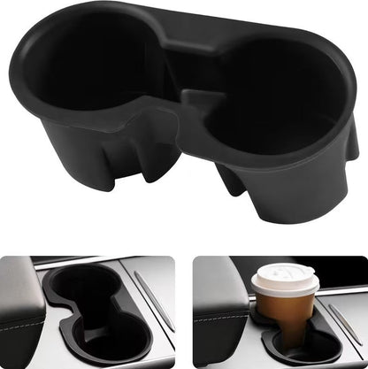Tesla Model 3 / Y Black Soft Plastic Centre Console Cup Inserts - TESLARY Tesla Shop Accessories Europe Nederlands Dublin Cork Ireland Deutschland Espana Alicante France Italia