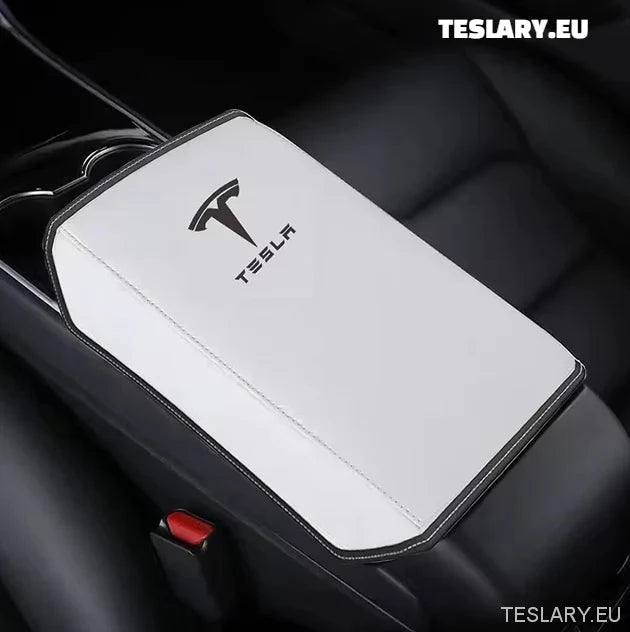 Tesla Model 3 / Y Centre Console PU Leather Armrest Cover with Logo - TESLARY Tesla Shop Accessories Europe Nederlands Dublin Cork Ireland Deutschland Espana Alicante France Italia