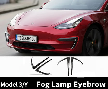Tesla Model  3 / Y  Fog Lights Wind Splitter In Carbon and Black -TESLARY.IE Tesla Shop Europe