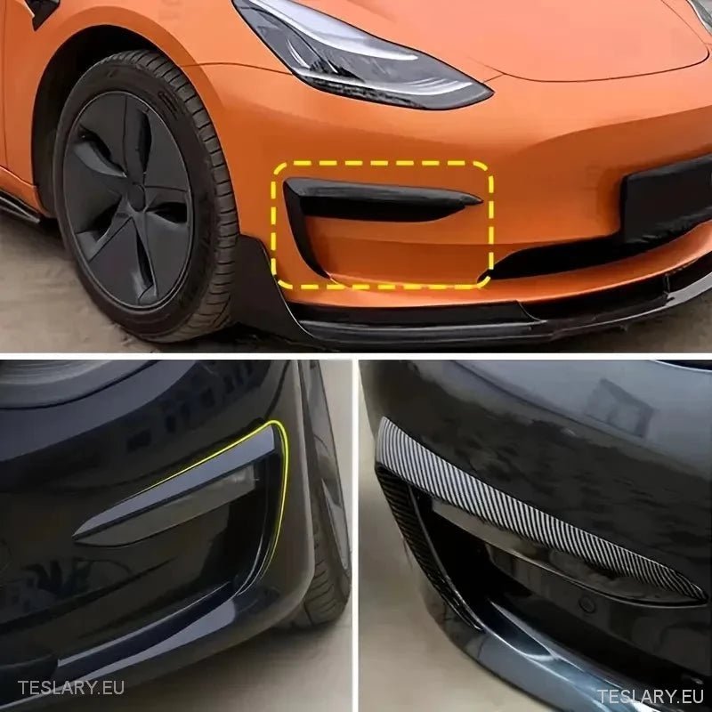 Tesla Model  3 / Y  Fog Lights Wind Splitter In Carbon and Black -TESLARY.IE Tesla Shop Europe