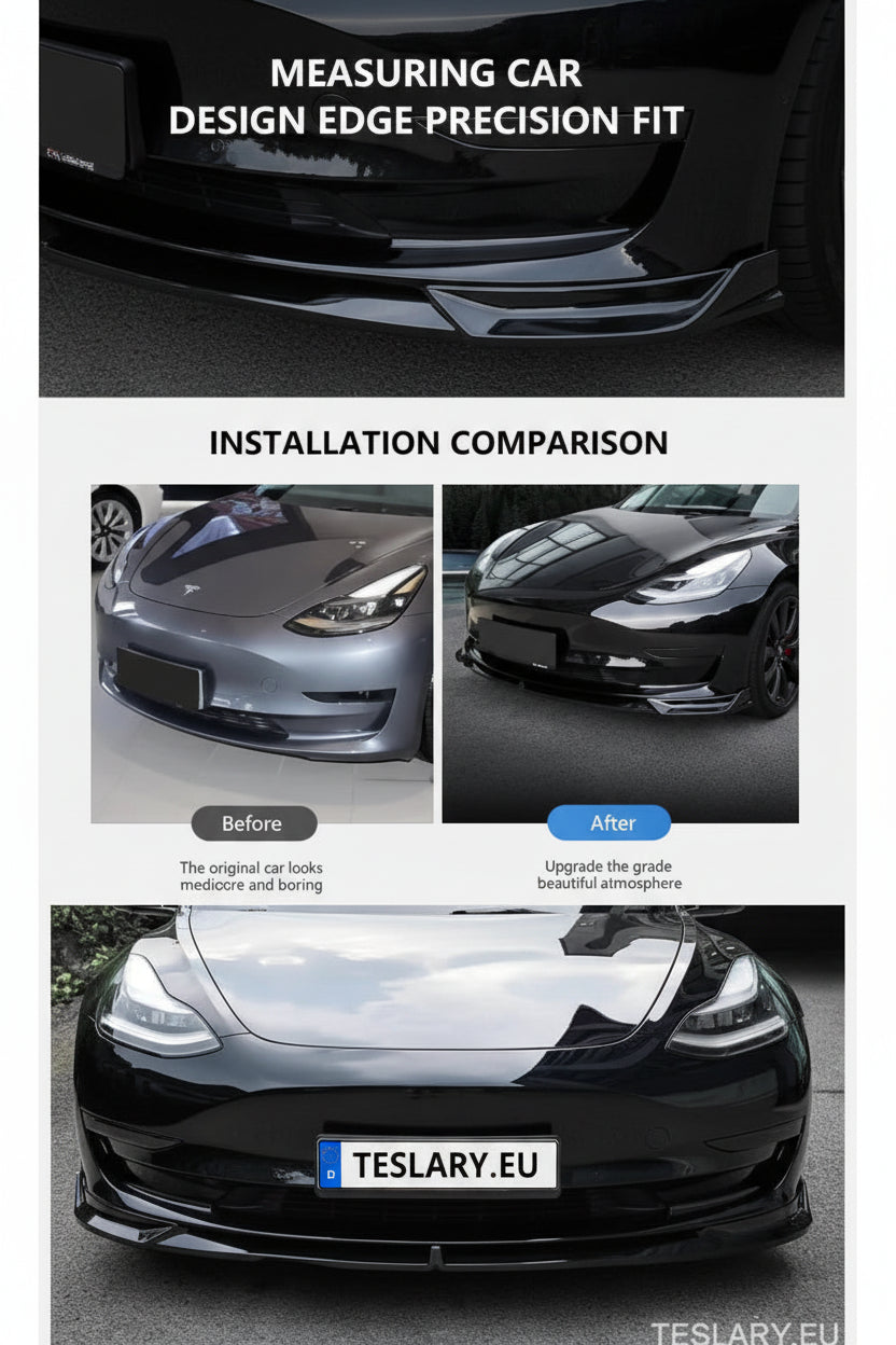 Tesla Model 3 / Y Front ABS Lip Spoiler - Gloss Black -TESLARY.IE Tesla Shop Europe