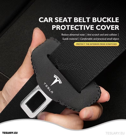 Tesla Model 3 Y S X Car Seat Belt Buckle Anti - scratch Protector with Tesla Logo - TESLARY Tesla Shop Accessories Europe Nederlands Dublin Cork Ireland Deutschland Espana Alicante France Italia