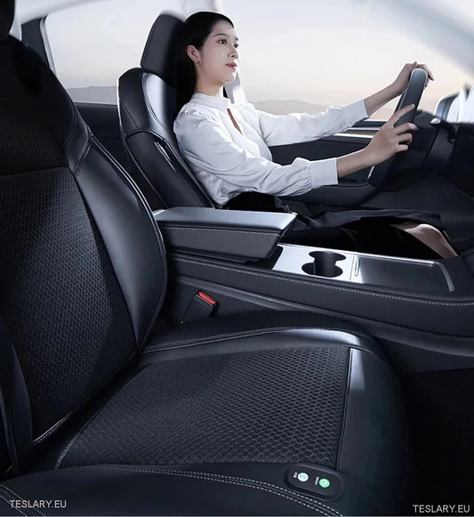 Tesla Model 3 / Y Ventilated Seat Covers in Black or White Pu Leather - TESLARY Tesla Shop Accessories Europe Nederlands Ireland Deutschland Espana Alicante France Italia