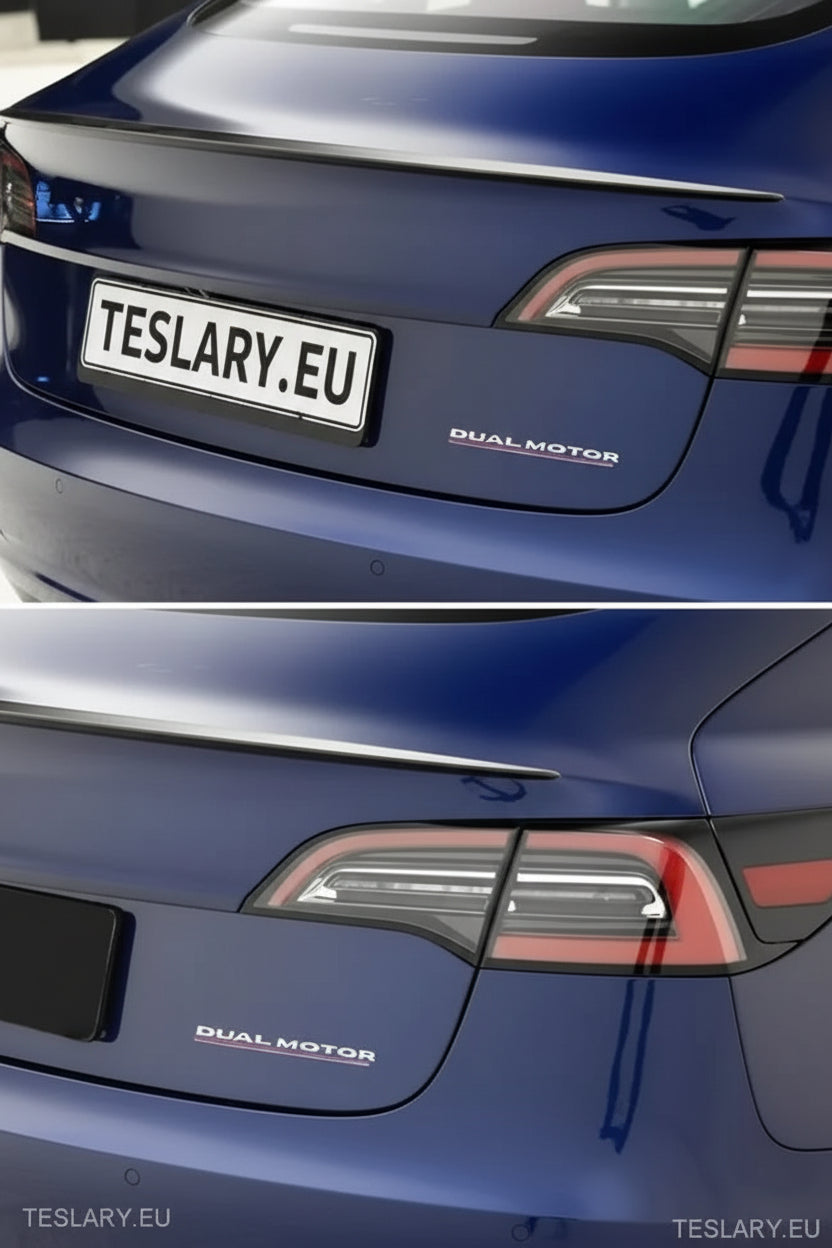 Tesla Model 3/Y Dual Motor Logo Emblem - Tesla Shop Europe - TESLARY.IE Ireland - France boutique- Deutschland Geschäft- España comercio - Nederland winkel- TESLARY.IE