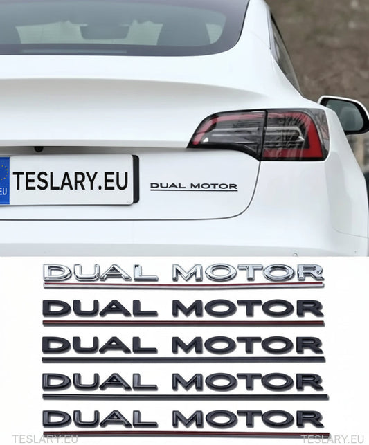 Tesla Model 3/Y Dual Motor Logo Emblem - Tesla Shop Europe - TESLARY.IE Ireland - France boutique- Deutschland Geschäft- España comercio - Nederland winkel- TESLARY.IE
