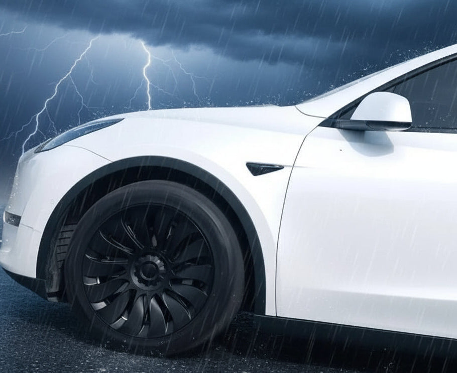 TESLA Y 19" FULL COVERAGE STORM HUBCAPS - MATTE BLACK - Tesla Shop Europe - TESLARY.IE Ireland - France boutique- Deutschland Geschäft- España comercio - Nederland winkel- TESLARY.IE