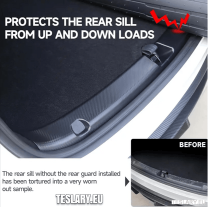 Tesla Model Y 2021 - 2024 ABS Trunk Protector Guard Carbon Fiber Style - TESLARY Tesla Shop Accessories Europe Nederlands Dublin Cork Ireland Deutschland Espana Alicante France Italia