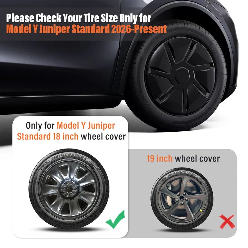 Car wheel with 18-inch wheel cover and text indicating size compatibility for Model Y Juniper Standard.TESLA_MODEL_Y_18_INCH_RWD_STANDARD_WHEEL_COVERS_2026_BUY_FROM_IRELAND_AND_EUROPES_TESLARY.EU_WITH_FREE_DELIVERY_ACROSS_EUROPE_WITH_FEDEX_TESLARY.EU_TESLARY.IE_TESLARY.FI_TESLARY.PT_TESLARY.IT
