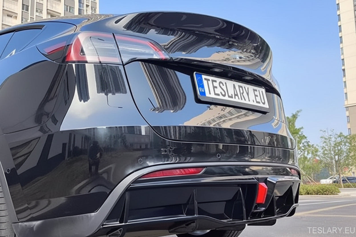 TESLA MODEL Y REAR BUMPER DIFFUSER ABS CUSTOM FIT - TESLARY Tesla Shop Accessories Europe Nederlands Ireland Deutschland Espana Alicante France Italia