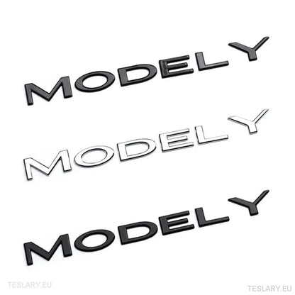 TESLA " MODEL Y " REAR LOGO EMBLEM IN CHROME & BLACK - TESLARY Tesla Shop Accessories Europe Nederlands Ireland Deutschland Espana Alicante France Italia