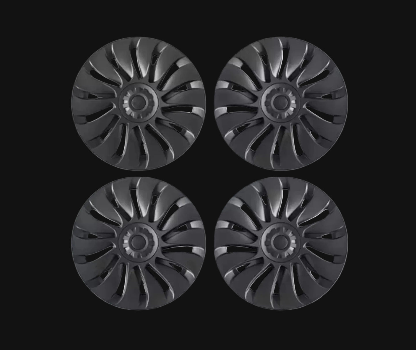 TESLA MODEL Y 19" FULL COVERAGE UBERTINE STYLE HUBCAPS - - GUN METAL GREY