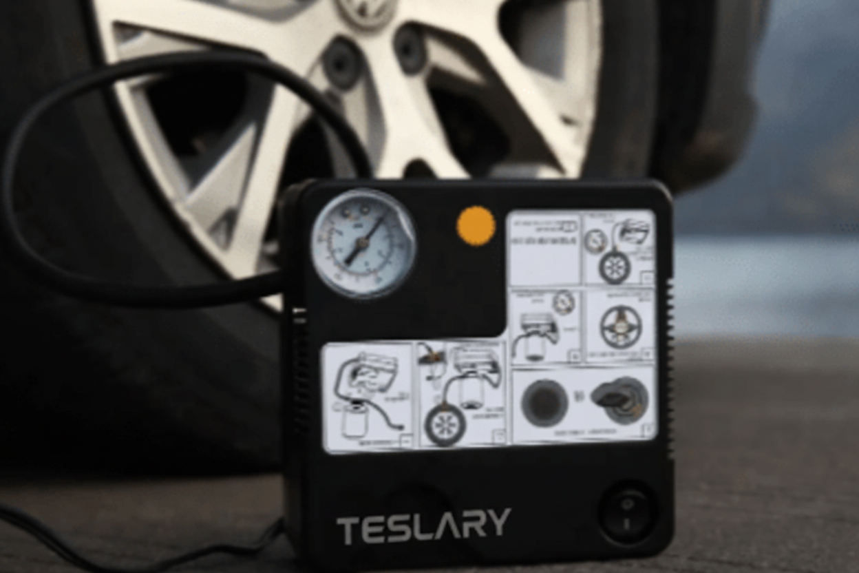 Tyre Puncture Repair Kit with Compressor and Storage Bag - TESLARY Tesla Shop Accessories Europe Nederlands Dublin Cork Ireland Deutschland Espana Alicante France Italia