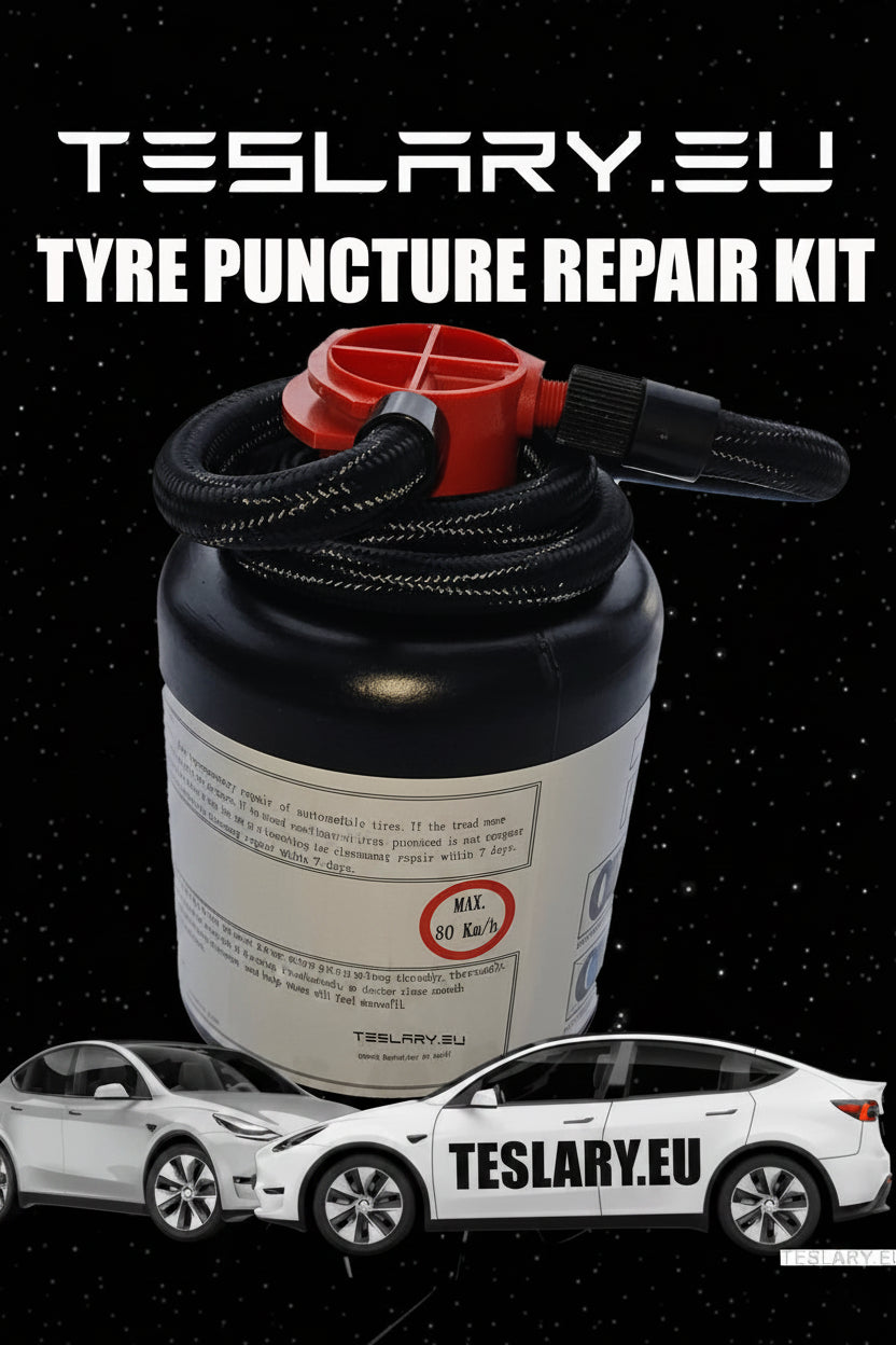 Tyre Puncture Repair Kit with Compressor and Storage Bag - TESLARY Tesla Shop Accessories Europe Nederlands Ireland Deutschland Espana Alicante France Italia