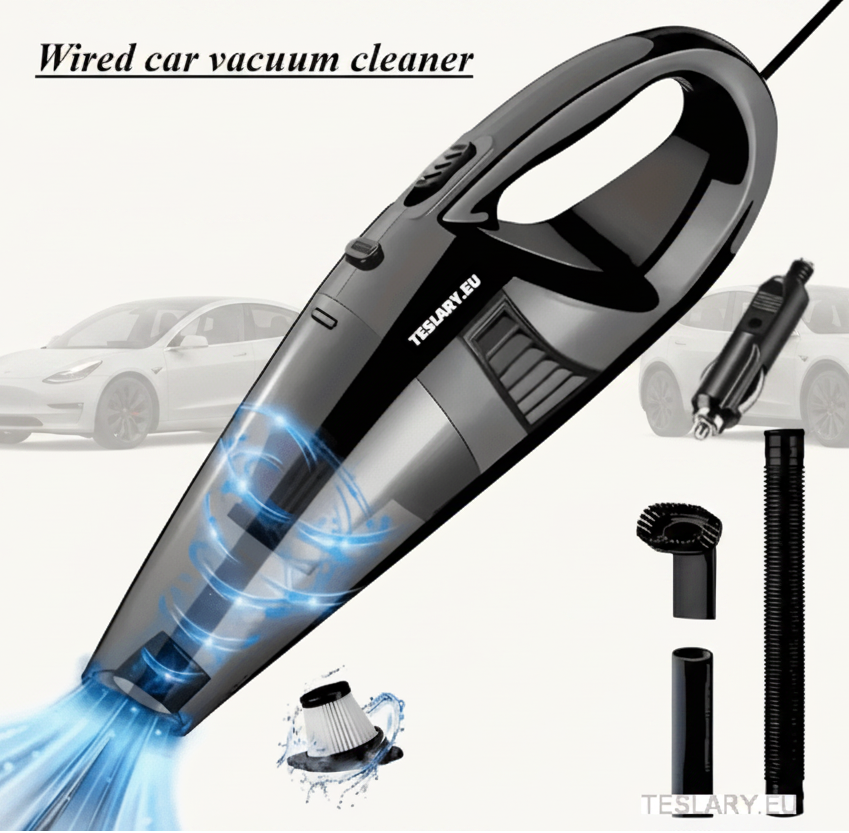 VACUUM 12V WIRED POWERFUL Handheld Car Vacuum Cleaner Black - TESLARY Tesla Shop Accessories Europe Nederlands Dublin Cork Ireland Deutschland Espana Alicante France Italia