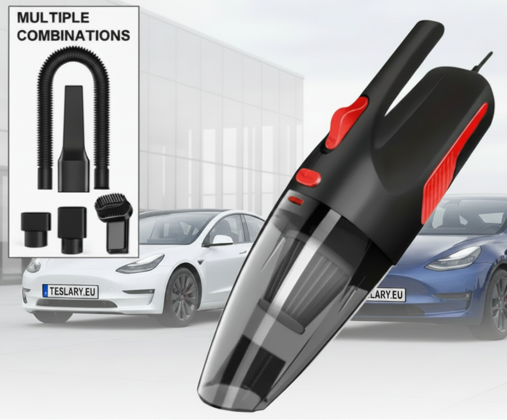 Vacuum Wired High Power Suction with Attachments Handheld Light Weight Black - TESLARY Tesla Shop Accessories Europe Nederlands Dublin Cork Ireland Deutschland Espana Alicante France Italia