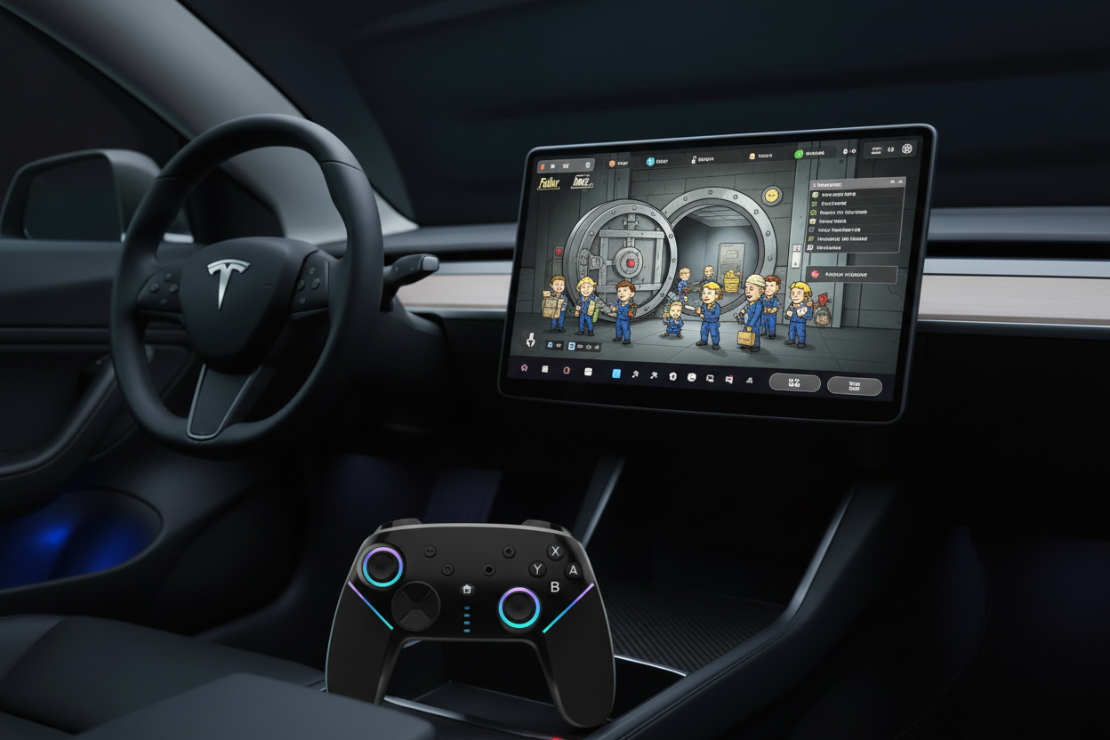 Wireless Gaming Controller Suitable for Tesla Model 3 , Model Y , Model 3 Highland or Model Y Juniper ( Rechargable )