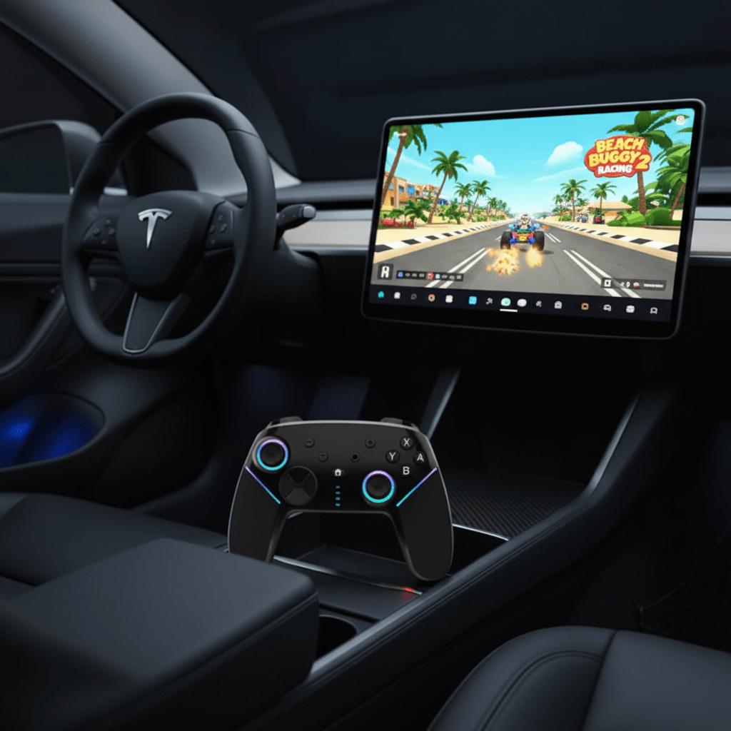 Wireless Gaming Controller Suitable for Tesla Model 3 , Model Y , Model 3 Highland or Model Y Juniper ( Rechargable ) - TESLARY Tesla Shop Accessories Europe Nederlands Dublin Cork Ireland Deutschland Espana Alicante France Italia