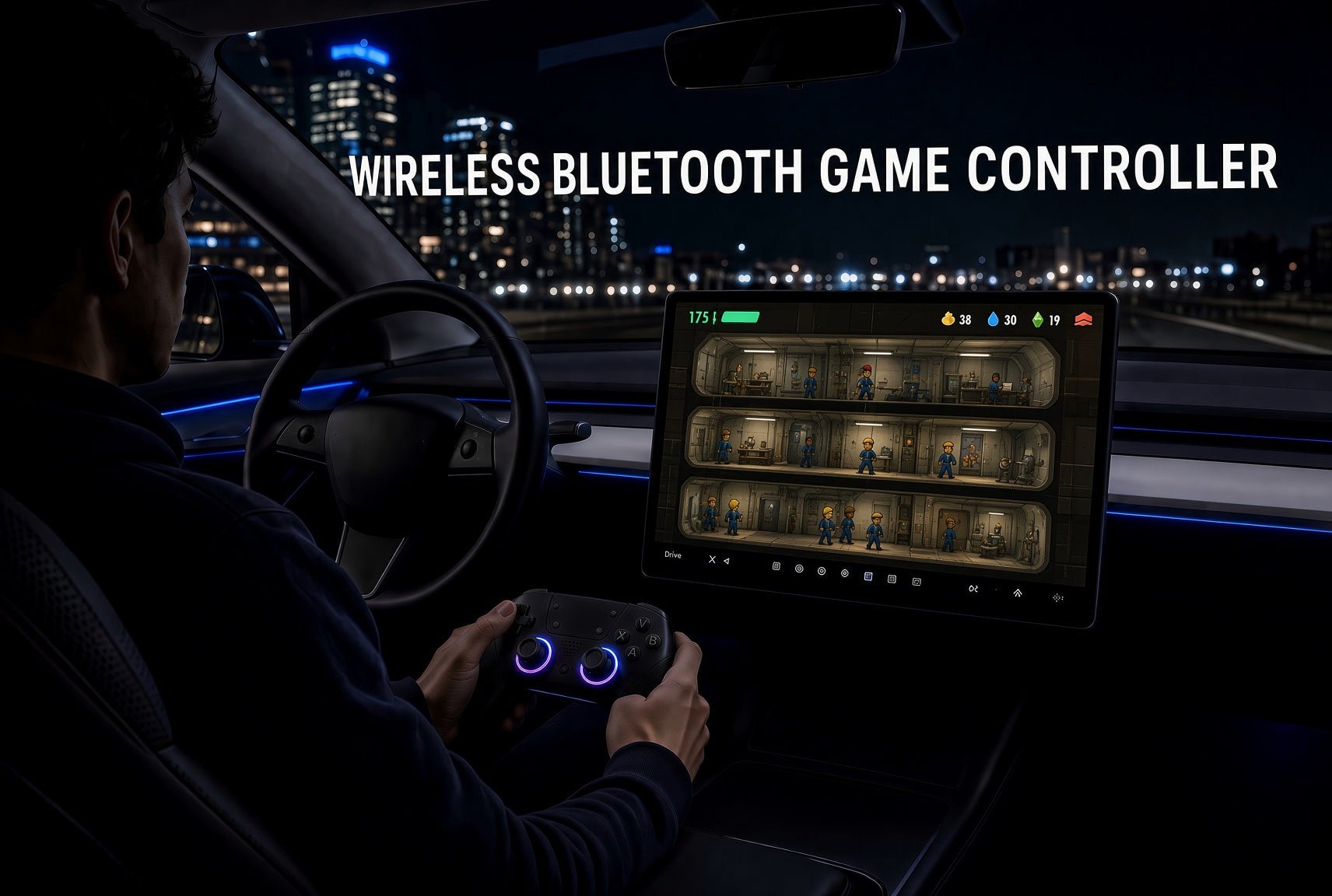 Wireless Gaming Controller Suitable for Tesla Model 3 , Model Y , Model 3 Highland or Model Y Juniper ( Rechargable ) - TESLARY Tesla Shop Accessories Europe Nederlands Dublin Cork Ireland Deutschland Espana Alicante France Italia